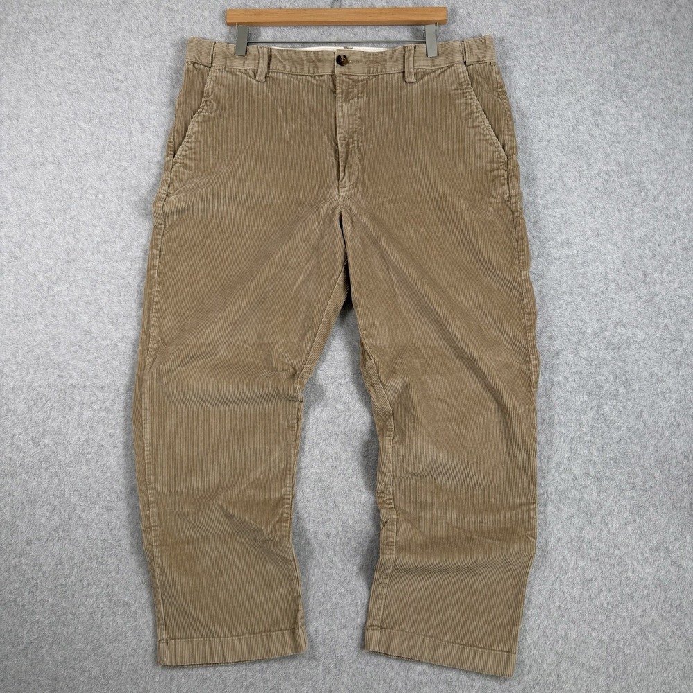 VTG LL Bean Corduroy Pants Mens 38x30 Beige Pleated Comfort Fit Straight 90s